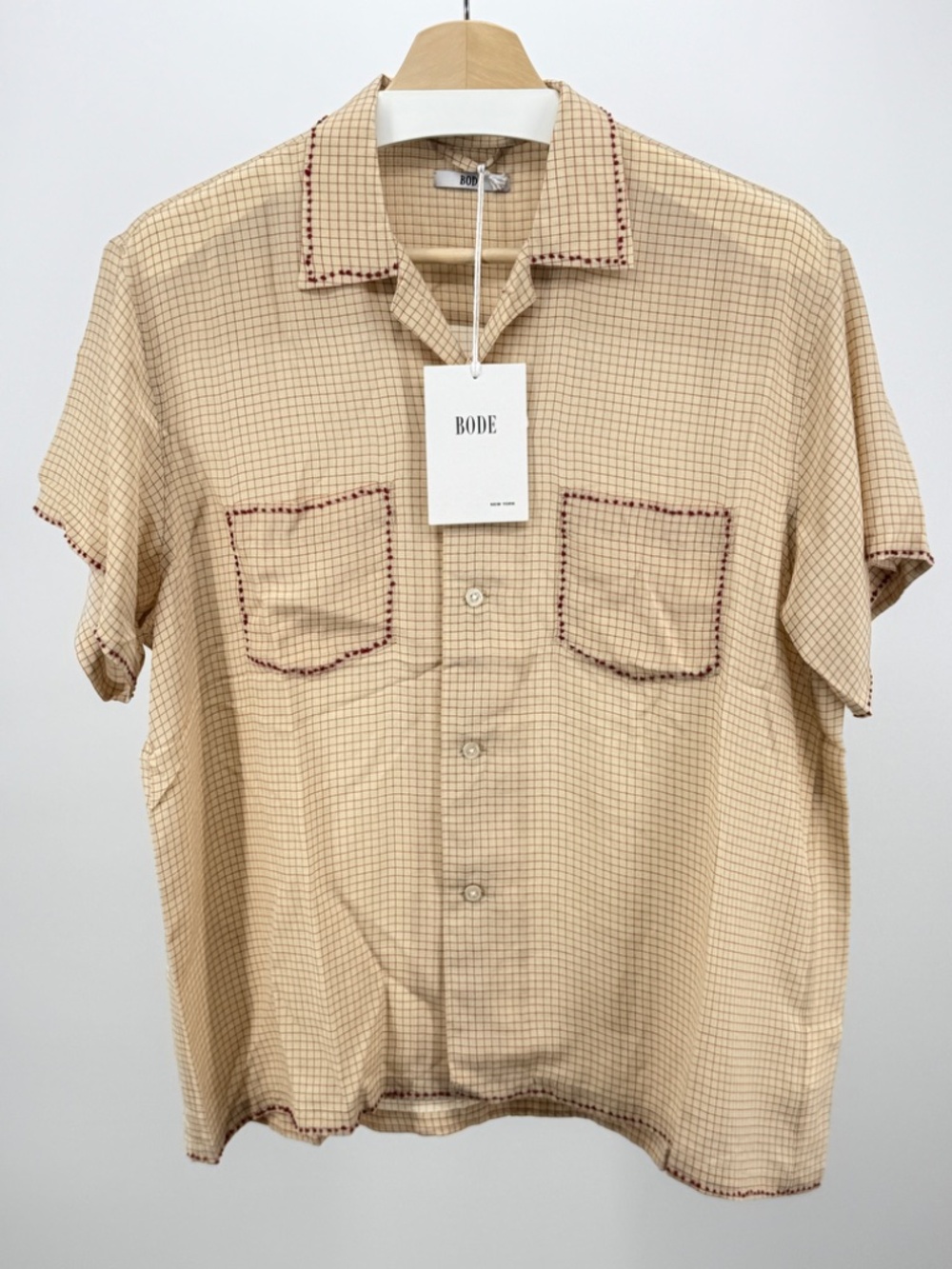Bode Windowpane Silk Shirt